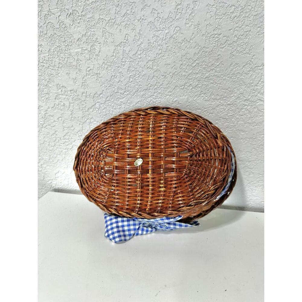 Teamson 1995 Casserole Baking Dish Oval Country Home and Woven Basket with Bow - Picture 7 of 13
